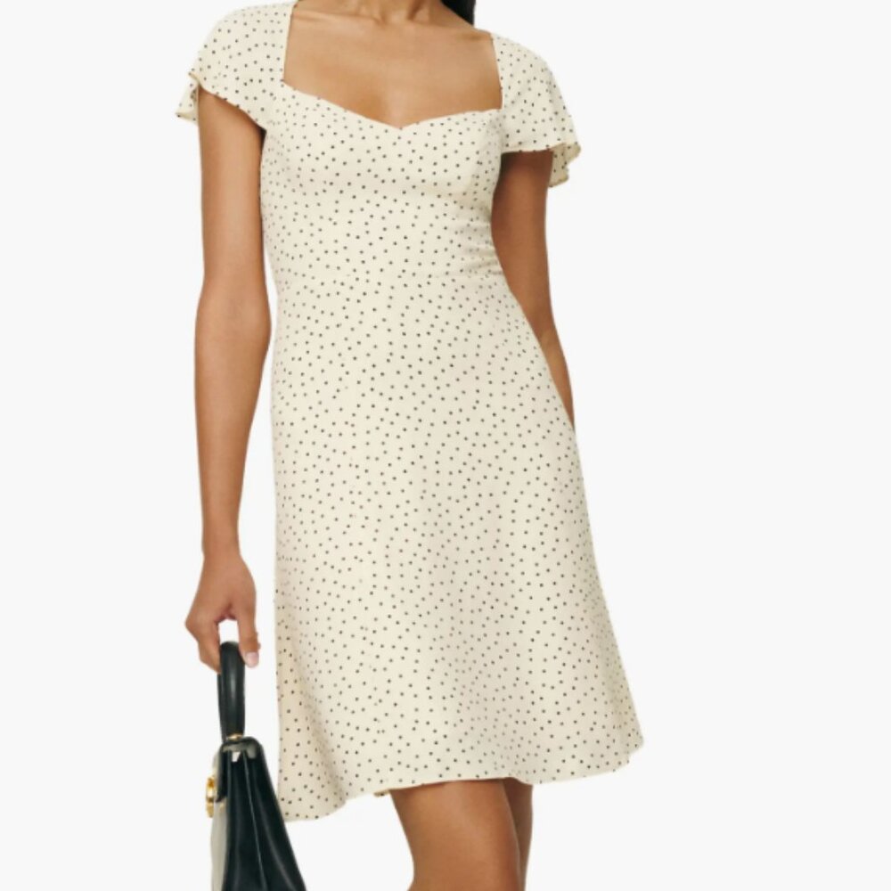 Reformation Novia Print Flutter Sleeve Dress Sz 4